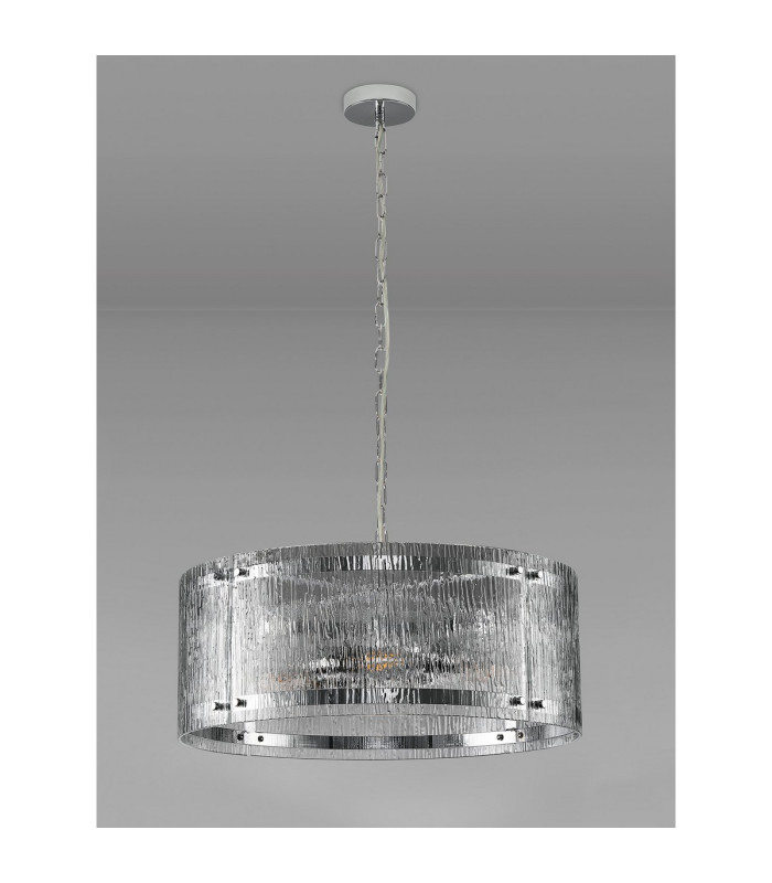 Butler 56.5cm Pendant 4 Light E27 Polished Chrome / Rippled Clear (F) Glass-8