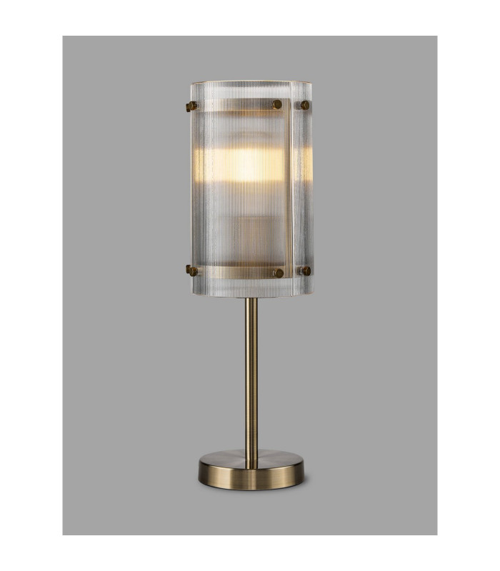 Butler Table Lamp 1 Light E27 Antique Brass / Narrow Ribbed Clear (B) Glass-3