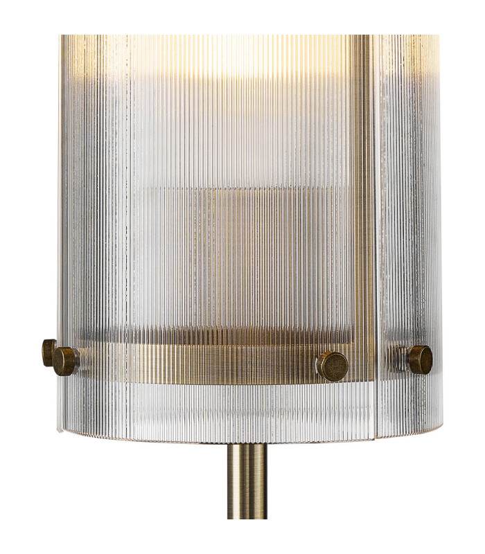 Butler Table Lamp 1 Light E27 Antique Brass / Narrow Ribbed Clear (B) Glass-6