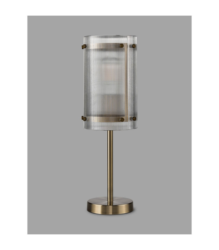 Butler Table Lamp 1 Light E27 Antique Brass / Narrow Ribbed Clear (B) Glass-7