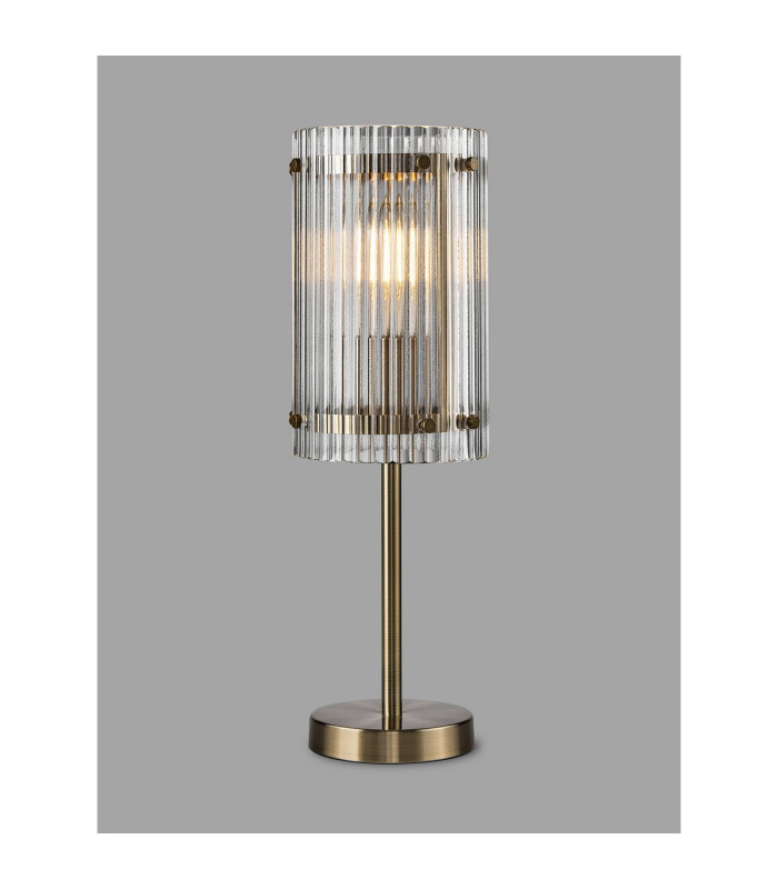 Butler Table Lamp 1 Light E27 Antique Brass / Wide Ribbed Clear (C) Glass-3
