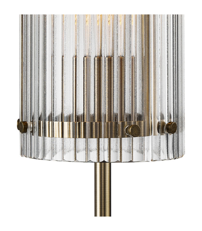 Butler Table Lamp 1 Light E27 Antique Brass / Wide Ribbed Clear (C) Glass-6