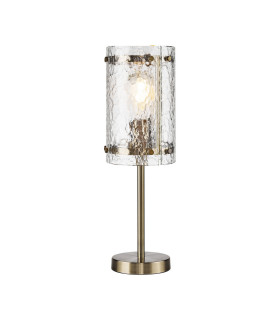 Butler Table Lamp 1 Light E27 Antique Brass / Cobbled Clear (D) Glass-1