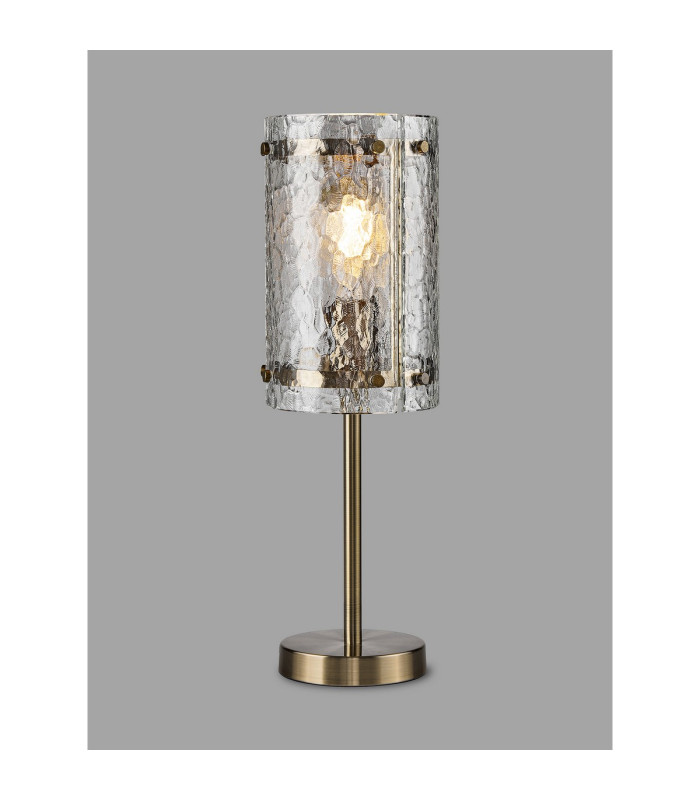 Butler Table Lamp 1 Light E27 Antique Brass / Cobbled Clear (D) Glass-3