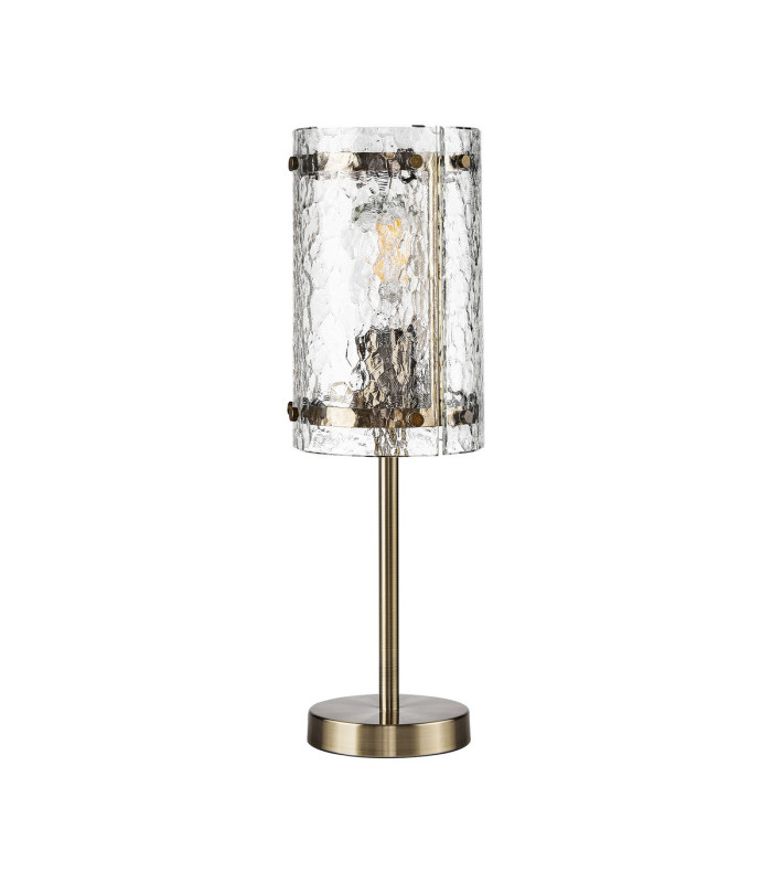 Butler Table Lamp 1 Light E27 Antique Brass / Cobbled Clear (D) Glass-4