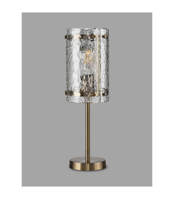 Butler Table Lamp 1 Light E27 Antique Brass / Cobbled Clear (D) Glass-7