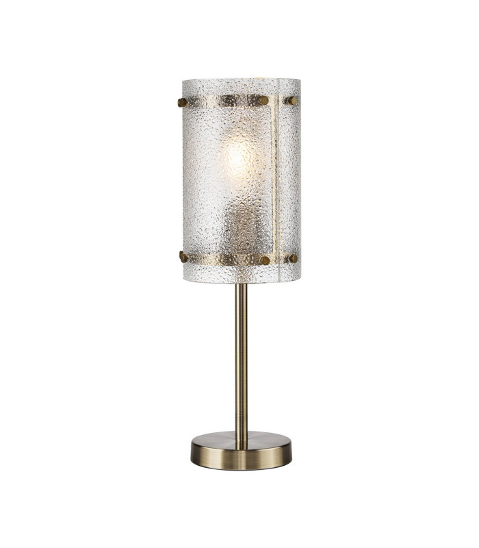 Butler Table Lamp 1 Light E27 Antique Brass / Seeded Clear (E) Glass-1
