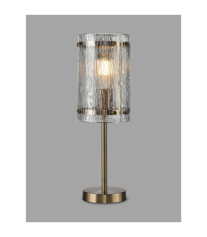 Butler Table Lamp 1 Light E27 Antique Brass / Rippled Clear (F) Glass-3