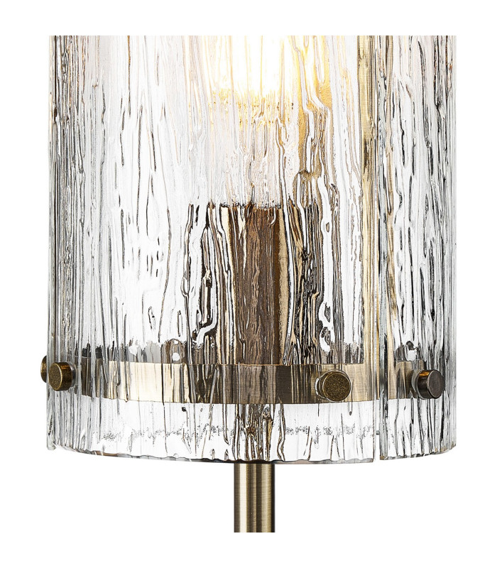 Butler Table Lamp 1 Light E27 Antique Brass / Rippled Clear (F) Glass-6