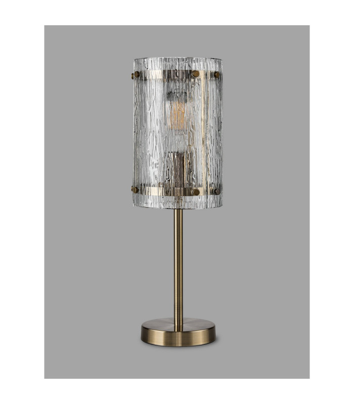 Butler Table Lamp 1 Light E27 Antique Brass / Rippled Clear (F) Glass-7