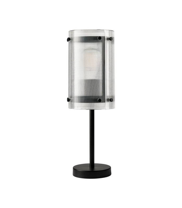 Butler Table Lamp 1 Light E27 Matt Black / Narrow Ribbed Clear (B) Glass-4