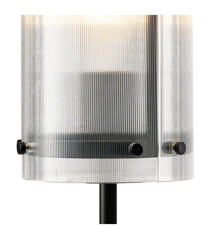 Butler Table Lamp 1 Light E27 Matt Black / Narrow Ribbed Clear (B) Glass-6