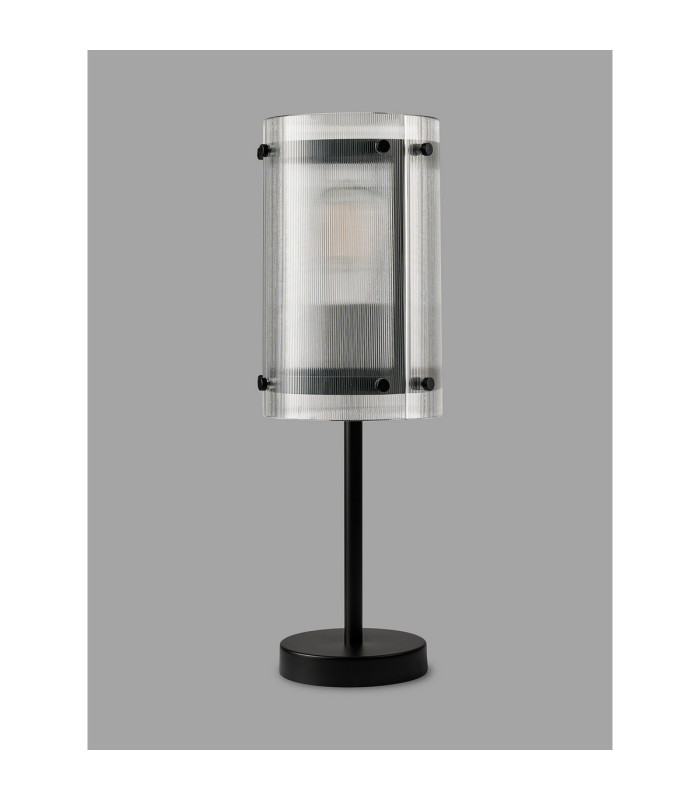 Butler Table Lamp 1 Light E27 Matt Black / Narrow Ribbed Clear (B) Glass-7