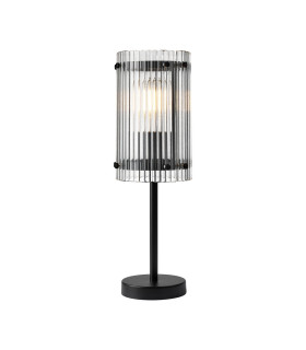 Butler Table Lamp 1 Light E27 Matt Black / Wide Ribbed Clear (C) Glass-1