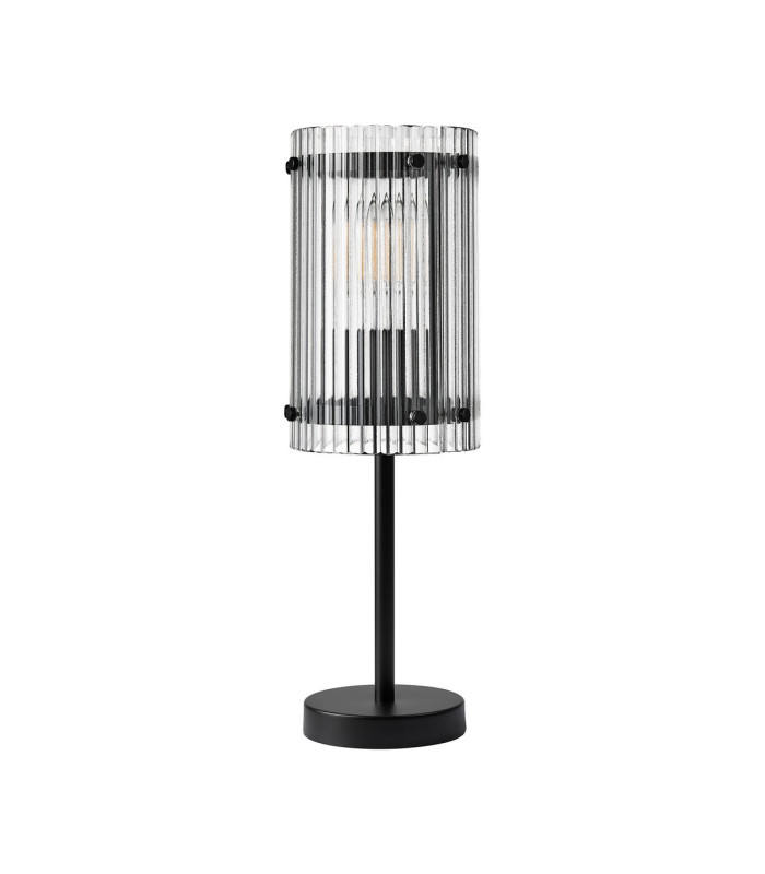 Butler Table Lamp 1 Light E27 Matt Black / Wide Ribbed Clear (C) Glass-4