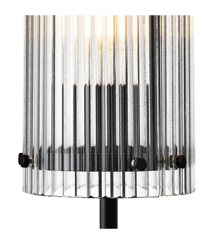 Butler Table Lamp 1 Light E27 Matt Black / Wide Ribbed Clear (C) Glass-6