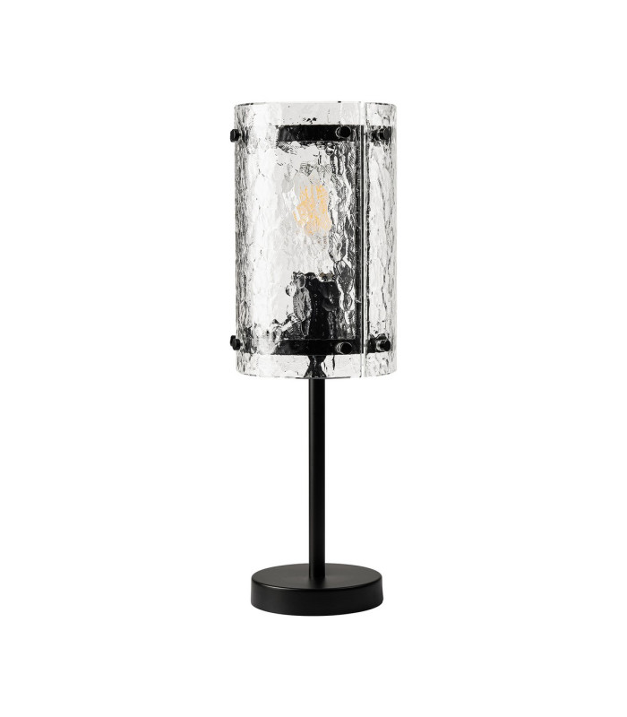 Butler Table Lamp 1 Light E27 Matt Black / Cobbled Clear (D) Glass-4