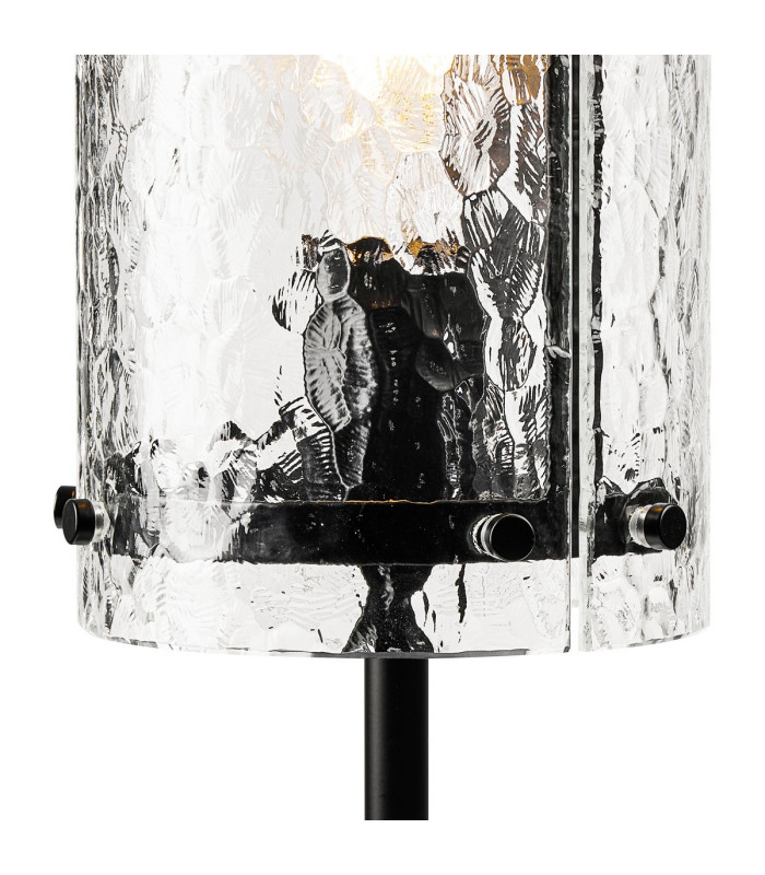 Butler Table Lamp 1 Light E27 Matt Black / Cobbled Clear (D) Glass-6