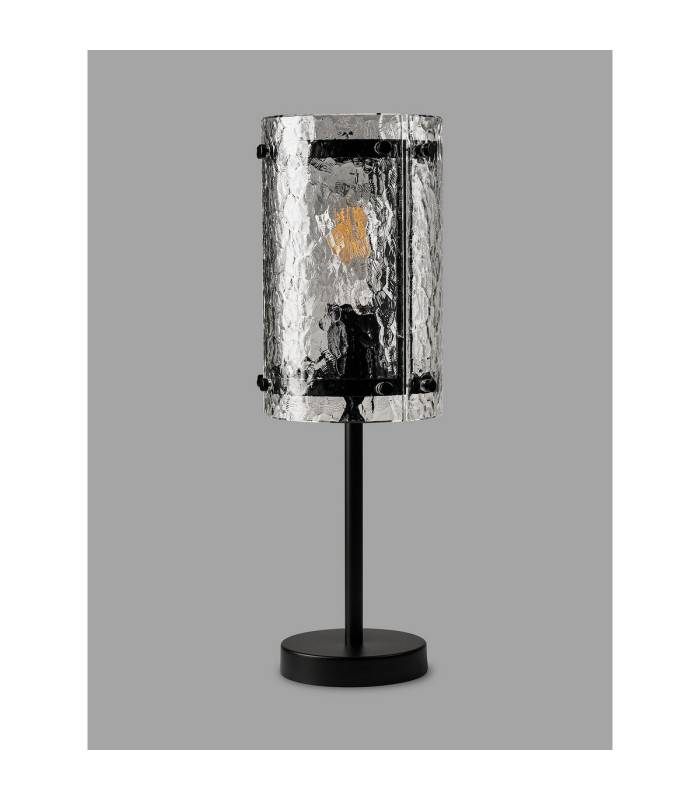 Butler Table Lamp 1 Light E27 Matt Black / Cobbled Clear (D) Glass-7
