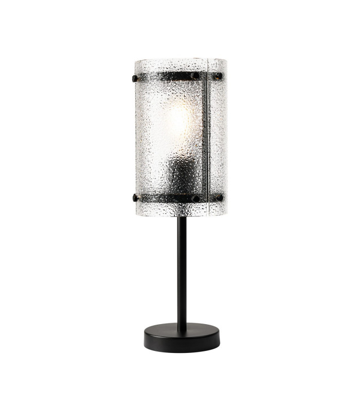 Butler Table Lamp 1 Light E27 Matt Black / Seeded Clear (E) Glass-1