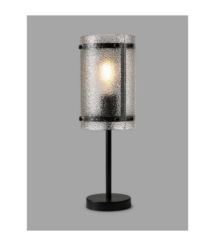 Butler Table Lamp 1 Light E27 Matt Black / Seeded Clear (E) Glass-3