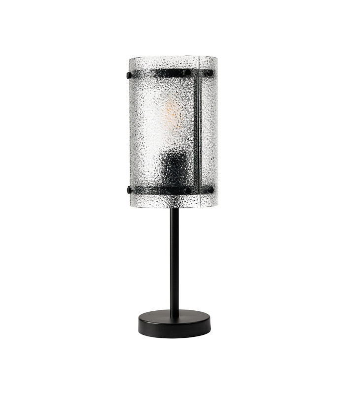 Butler Table Lamp 1 Light E27 Matt Black / Seeded Clear (E) Glass-4