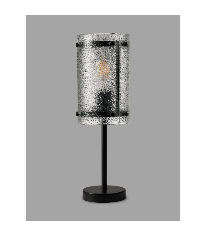 Butler Table Lamp 1 Light E27 Matt Black / Seeded Clear (E) Glass-7