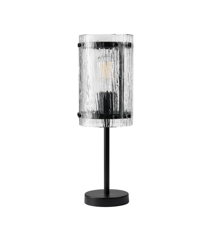 Butler Table Lamp 1 Light E27 Matt Black / Rippled Clear (F) Glass-4