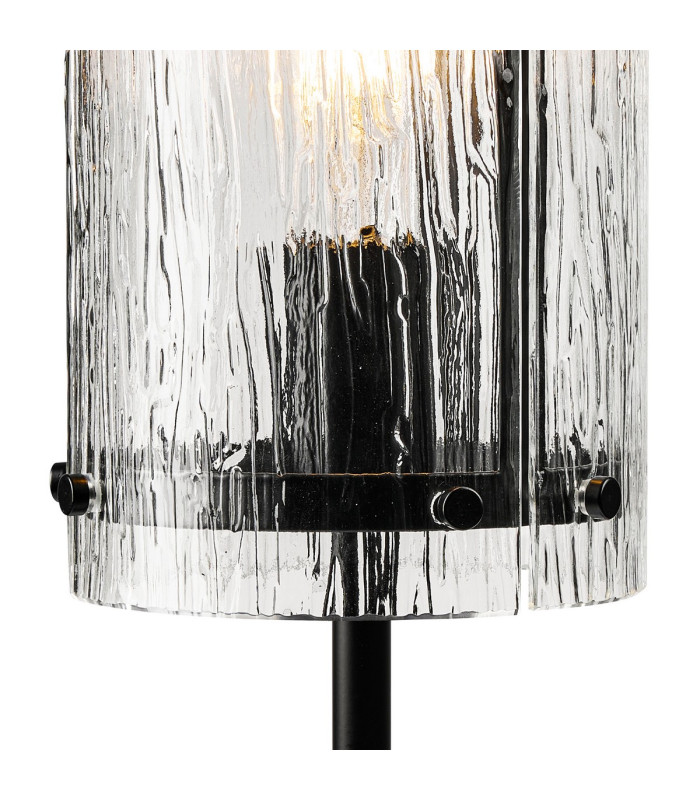 Butler Table Lamp 1 Light E27 Matt Black / Rippled Clear (F) Glass-6
