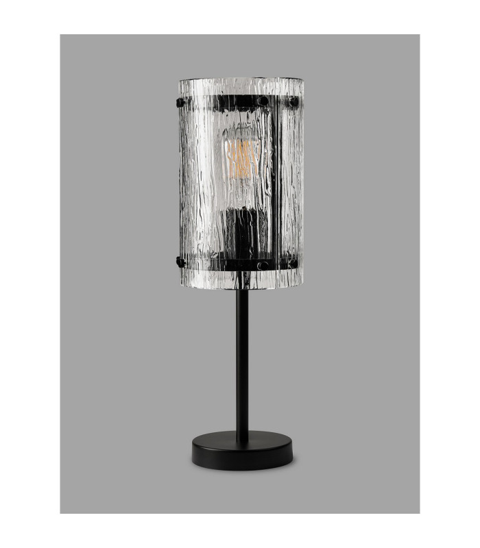 Butler Table Lamp 1 Light E27 Matt Black / Rippled Clear (F) Glass-7