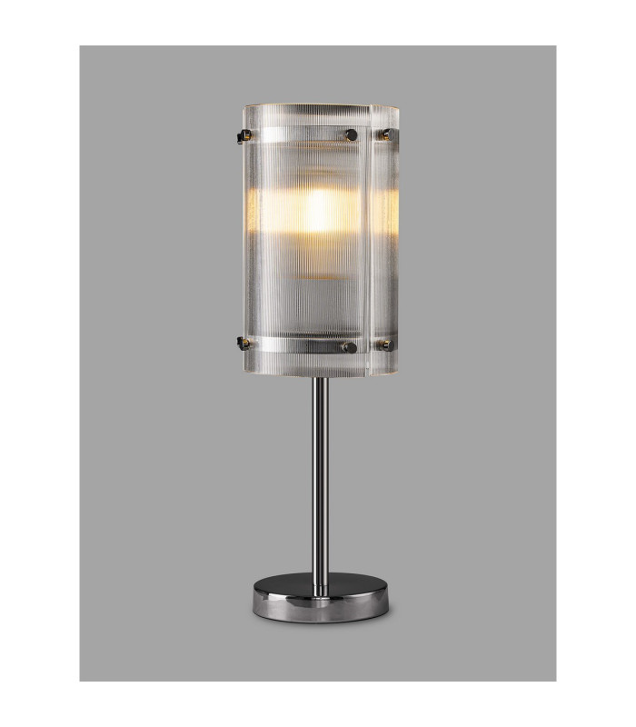 Butler Table Lamp 1 Light E27 Polished Chrome / Narrow Ribbed Clear (B) Glass-3