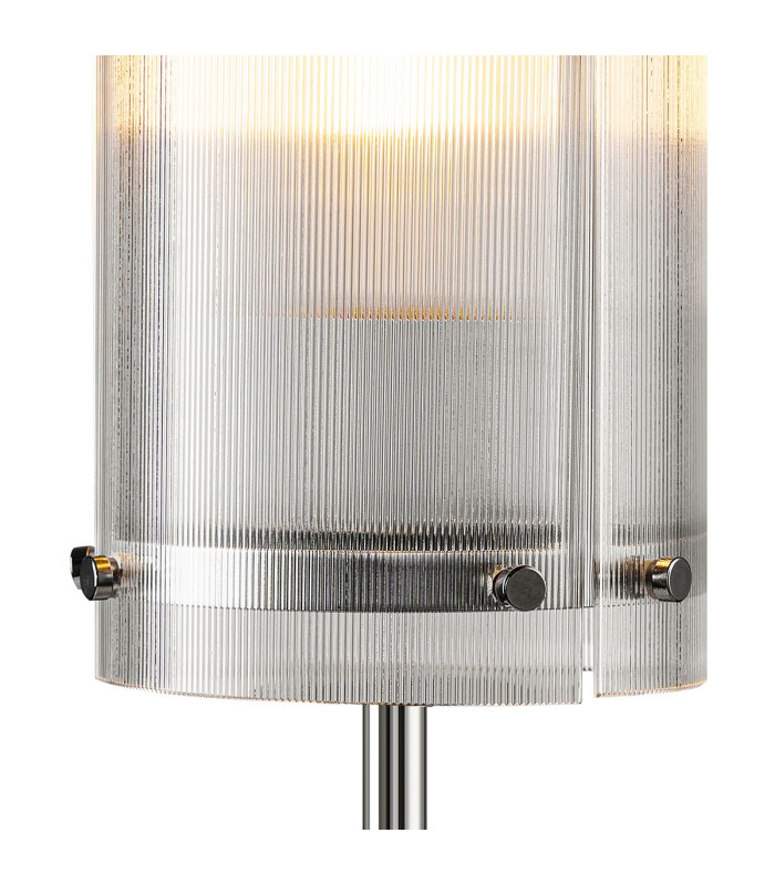 Butler Table Lamp 1 Light E27 Polished Chrome / Narrow Ribbed Clear (B) Glass-6