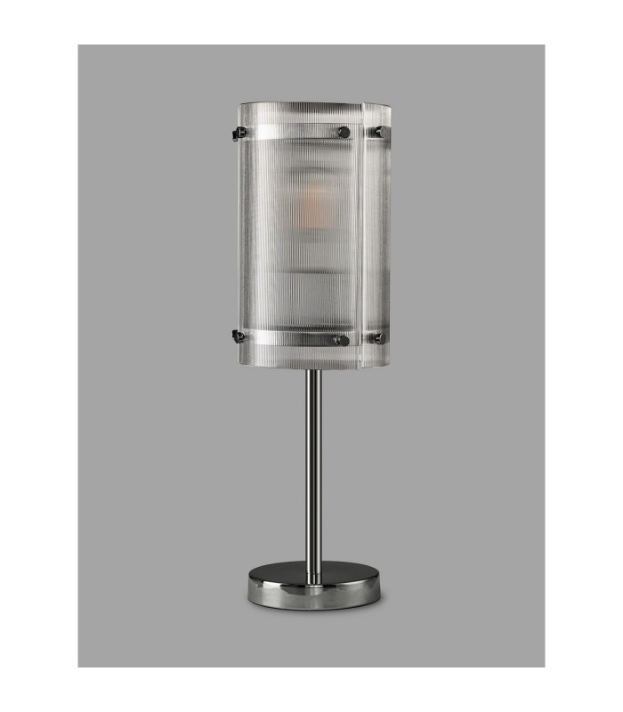 Butler Table Lamp 1 Light E27 Polished Chrome / Narrow Ribbed Clear (B) Glass-7