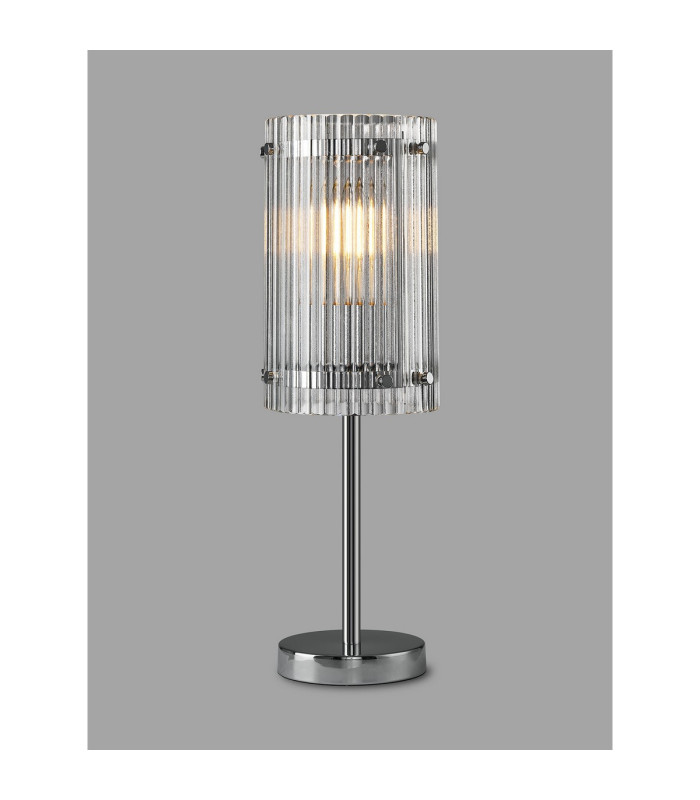 Butler Table Lamp 1 Light E27 Polished Chrome / Wide Ribbed Clear (C) Glass-3