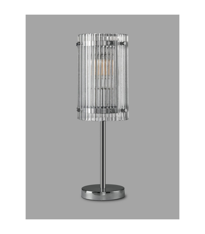 Butler Table Lamp 1 Light E27 Polished Chrome / Wide Ribbed Clear (C) Glass-7