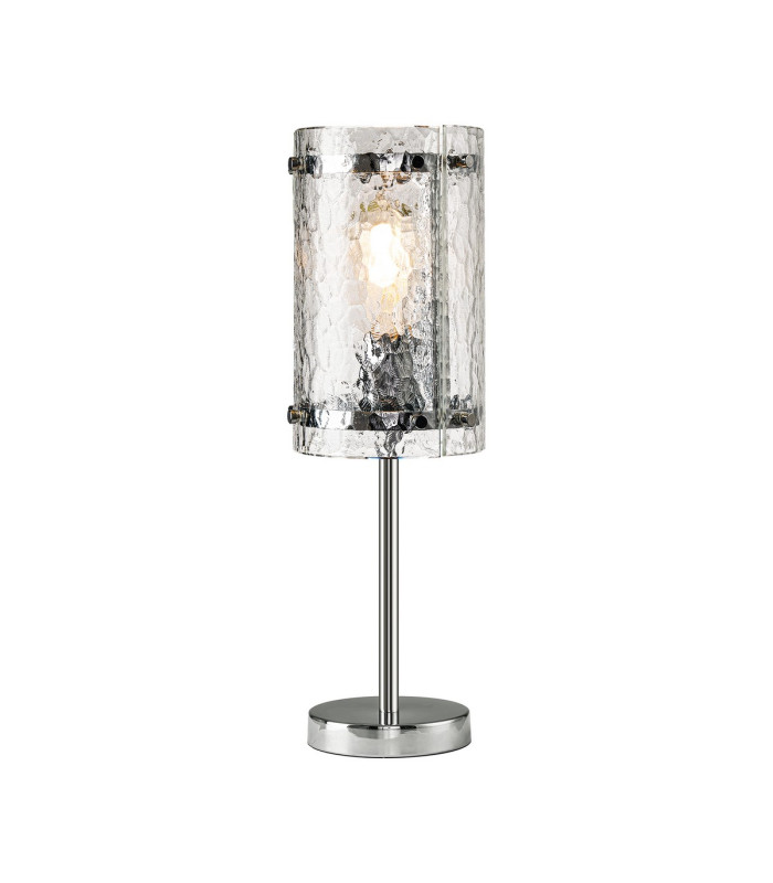 Butler Table Lamp 1 Light E27 Polished Chrome / Cobbled Clear (D) Glass-1