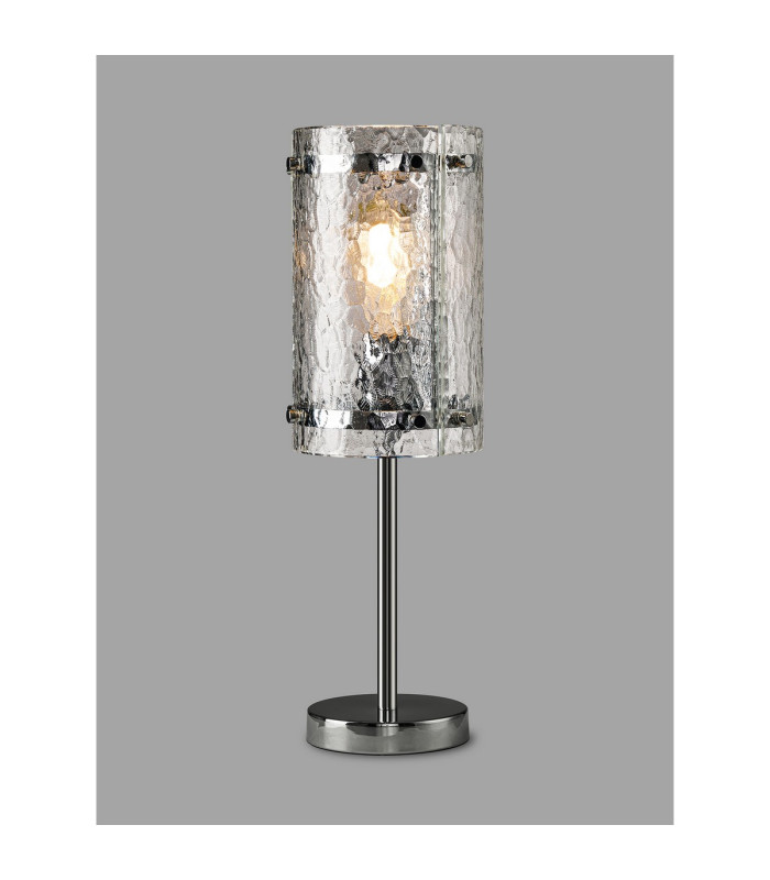 Butler Table Lamp 1 Light E27 Polished Chrome / Cobbled Clear (D) Glass-3
