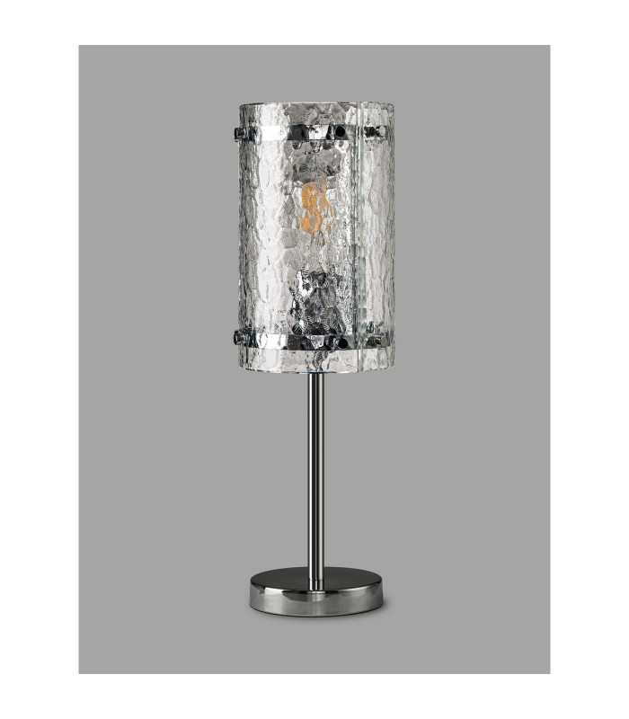 Butler Table Lamp 1 Light E27 Polished Chrome / Cobbled Clear (D) Glass-7