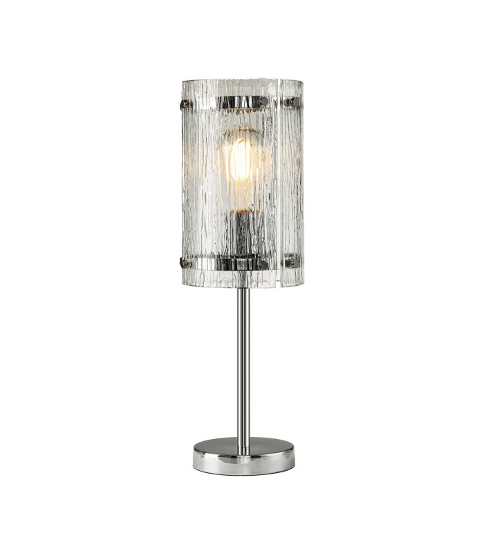 Butler Table Lamp 1 Light E27 Polished Chrome / Rippled Clear (F) Glass-1