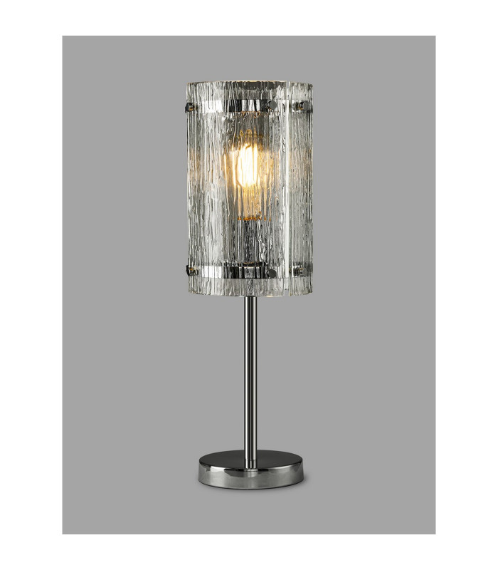 Butler Table Lamp 1 Light E27 Polished Chrome / Rippled Clear (F) Glass-3