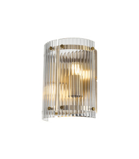 Butler Wall Light 2 Light E27 Antique Brass / Wide Ribbed Clear (C) Glass-1