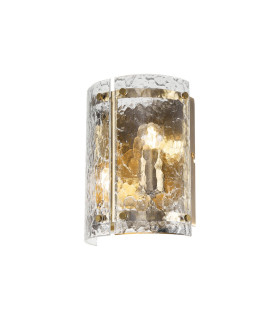 Butler Wall Light 2 Light E27 Antique Brass / Cobbled Clear (D) Glass-1