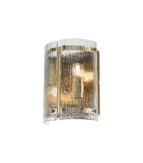 Butler Wall Light 2 Light E27 Antique Brass / Rippled Clear (F) Glass-1