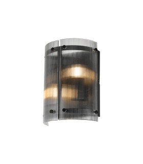 Butler Wall Light 2 Light E27 Matt Black / Narrow Ribbed Clear (B) Glass-1