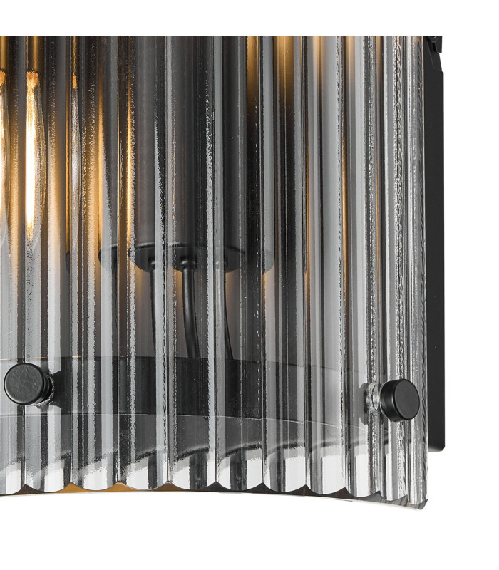 Butler Wall Light 2 Light E27 Matt Black / Wide Ribbed Clear (C) Glass-7
