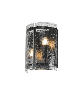 Butler Wall Light 2 Light E27 Matt Black / Cobbled Clear (D) Glass-1