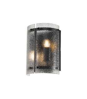 Butler Wall Light 2 Light E27 Matt Black / Seeded Clear (E) Glass-1