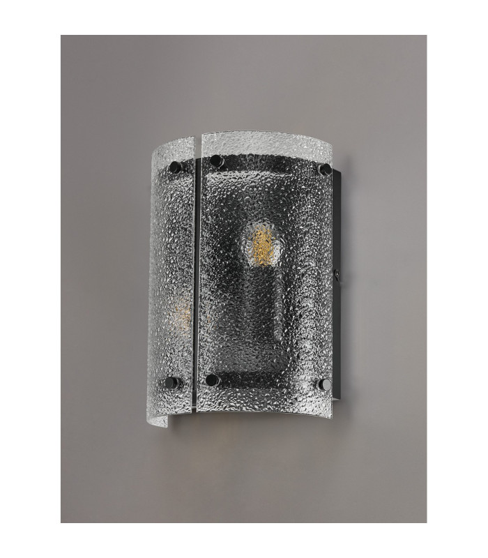Butler Wall Light 2 Light E27 Matt Black / Seeded Clear (E) Glass-9