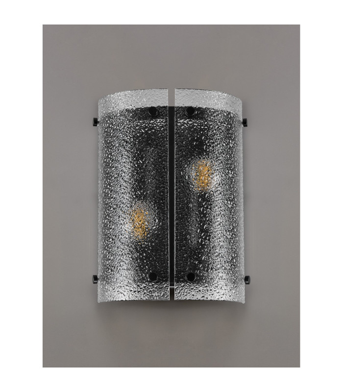 Butler Wall Light 2 Light E27 Matt Black / Seeded Clear (E) Glass-11
