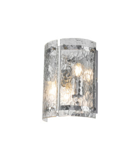 Butler Wall Light 2 Light E27 Polished Chrome / Cobbled Clear (D) Glass-1